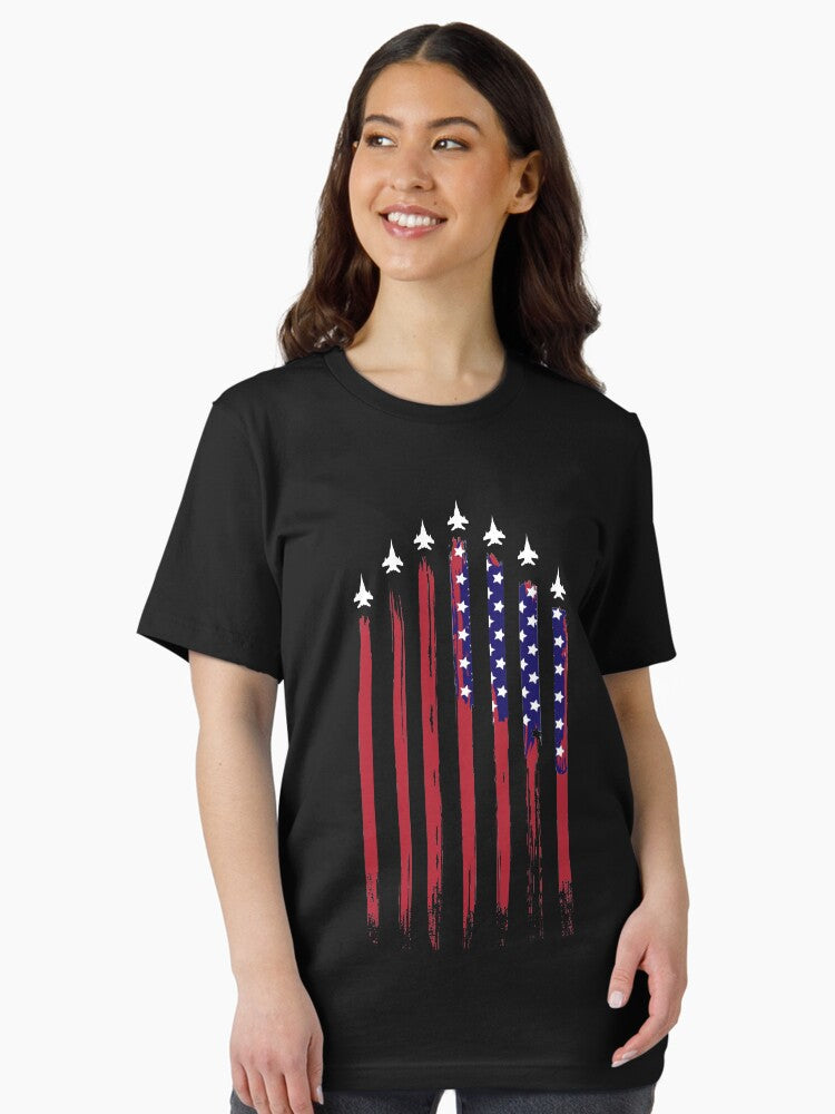 4th of July American Flag USA Airplane Jet Fighter Essential T-Shirt