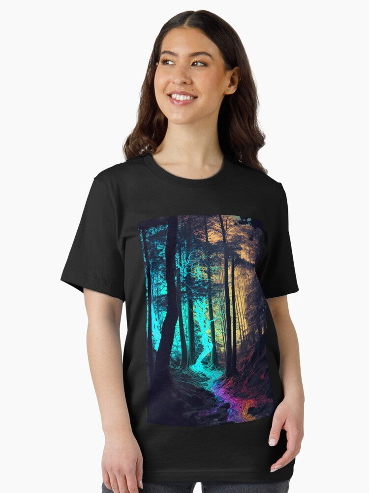 Abstract art of colorful psychedelic forest with vibrant fluorescent colors Essential T-Shirt