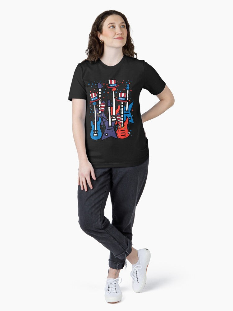 4Th July Rocker Guitars US Flag Patriotic Rock Boys Kids Men Essential T-Shirt