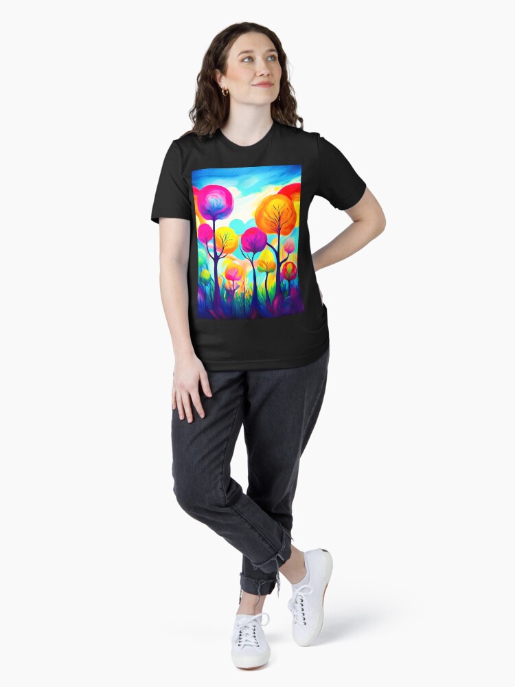A vibrant, abstract forest scene Design. Essential T-Shirt