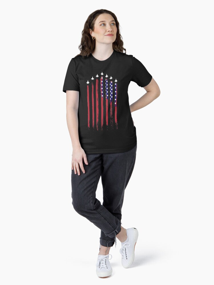 4th of July American Flag USA Airplane Jet Fighter Essential T-Shirt