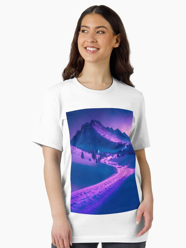 A Groomed Snowcat Trail Winding Through the Majestic Mountain Landscape, Ai Generated Art Essential T-Shirt