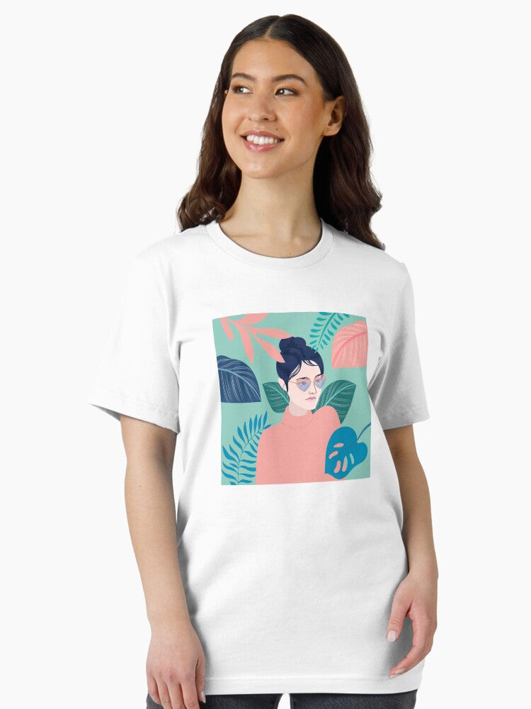 A Pretty Girl with Colorful Leaves Essential T-Shirt