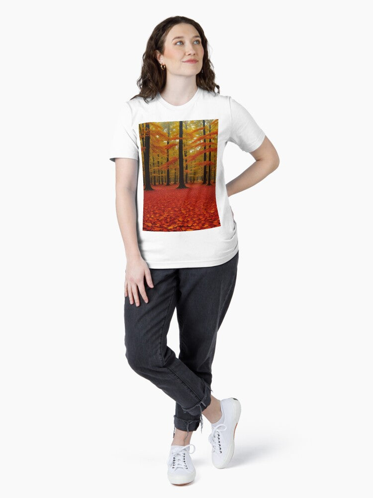 A Colorful Autumn Forest With Falling Leaves Ai Generated Art Essential T-Shirt