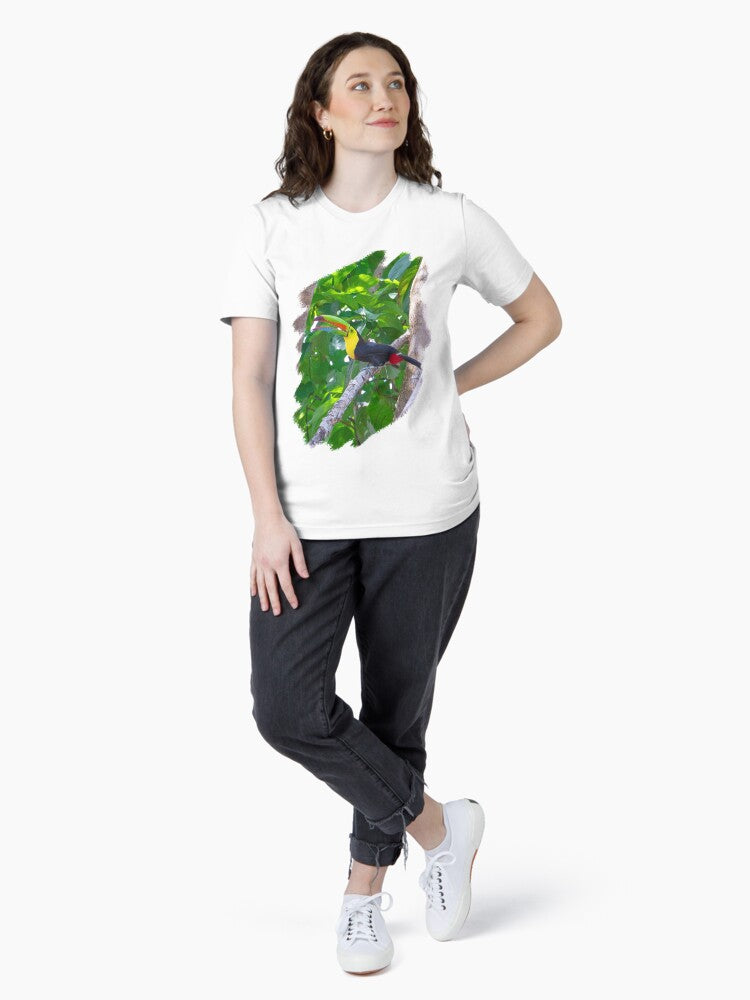 A wild toucan singing and flying in the forest Essential T-Shirt