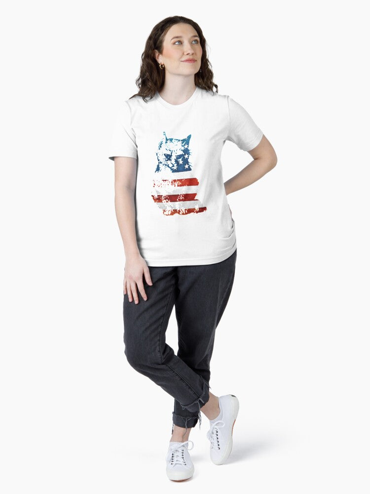 4th of july cat american flag usa Essential T-Shirt Style001