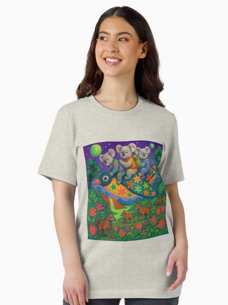 "Koala Sky Riders: Moonlight Adventure in a Floral Forest" Essential T-Shirt