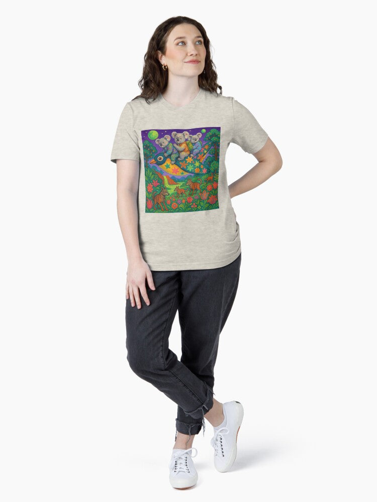 "Koala Sky Riders: Moonlight Adventure in a Floral Forest" Essential T-Shirt