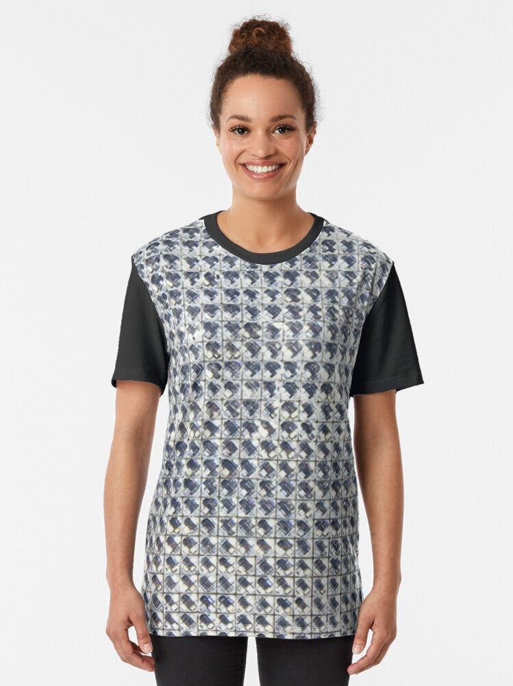 1980s Glove Inspired Sparkly Sequined Design Graphic T-Shirt Style001