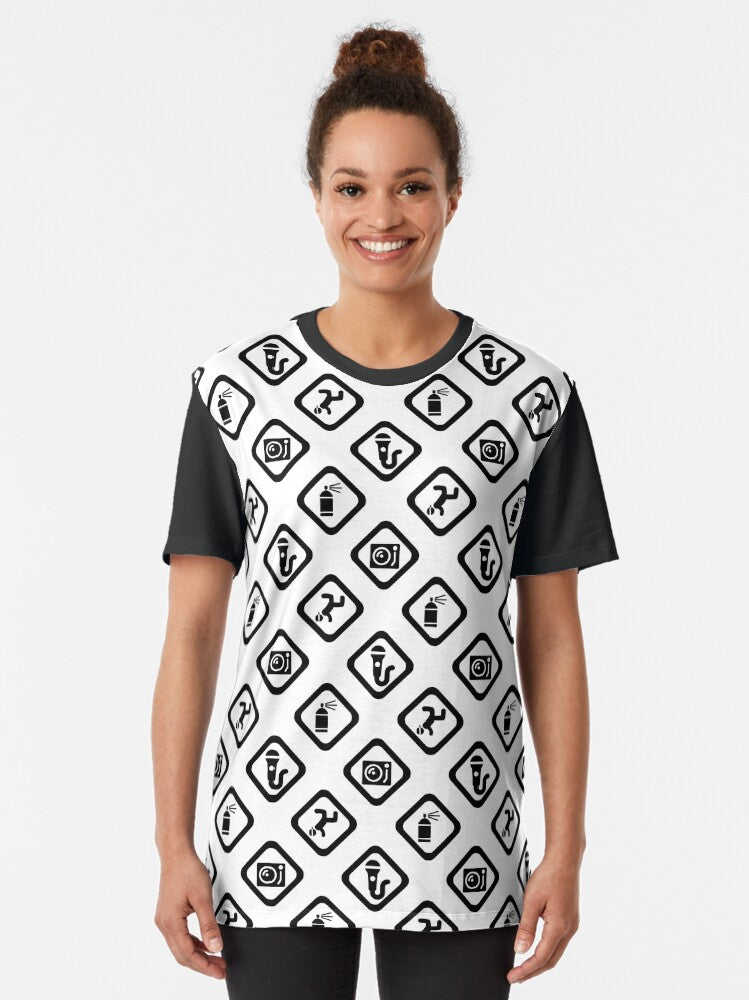 4 ELEMENTS DIAGONAL PATTERN - BLACK Graphic T-Shirt