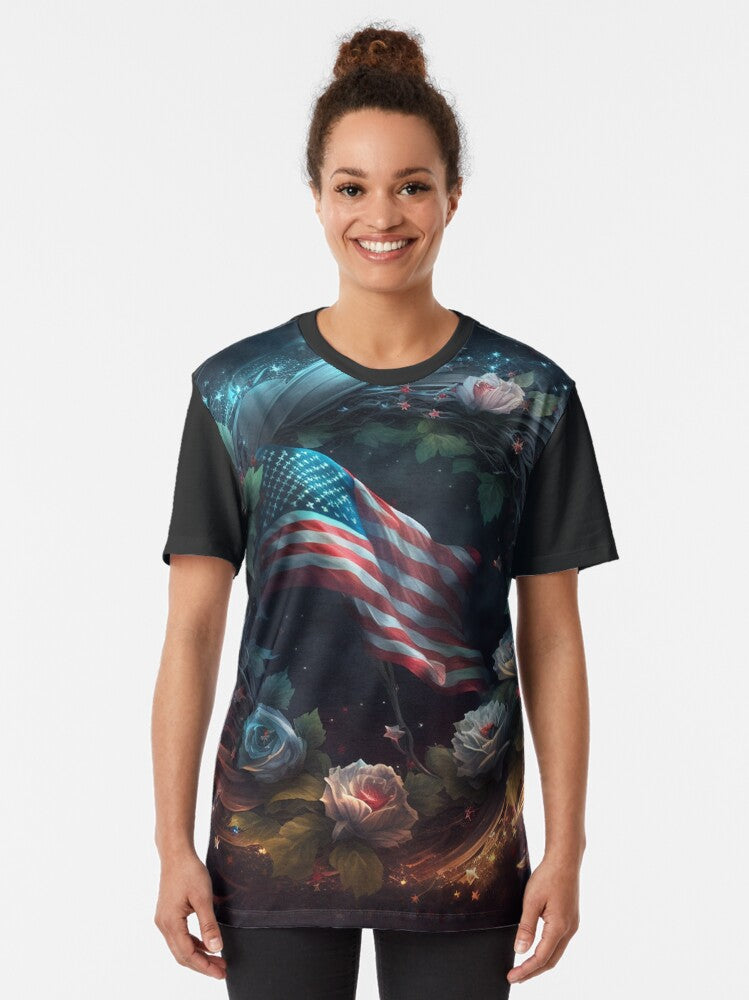 A Wreath of Roses American Patriot Graphic T-Shirt