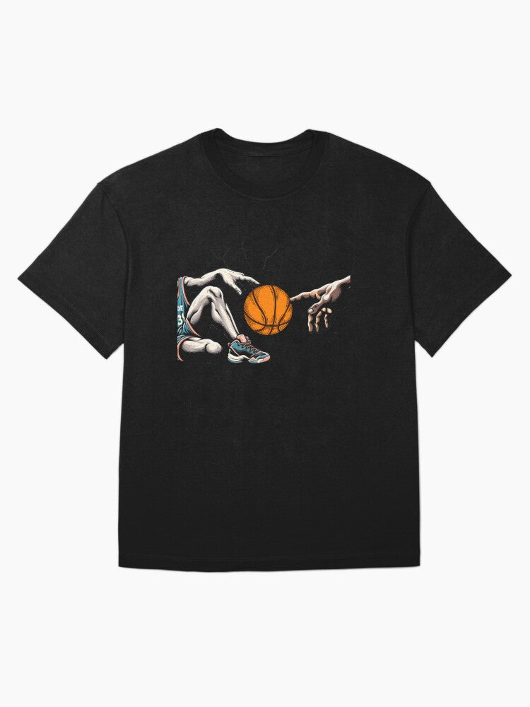 'The Creation of Adam' with a basketball Oversized T-Shirt