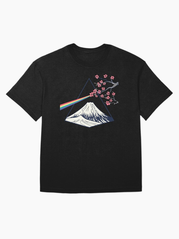"Pink Floyd Mt Fuji T-Shirt: Dark Side of the Moon Prism Meets Sacred Mountain (Japanese Psychedelic Art)" Oversized T-Shirt