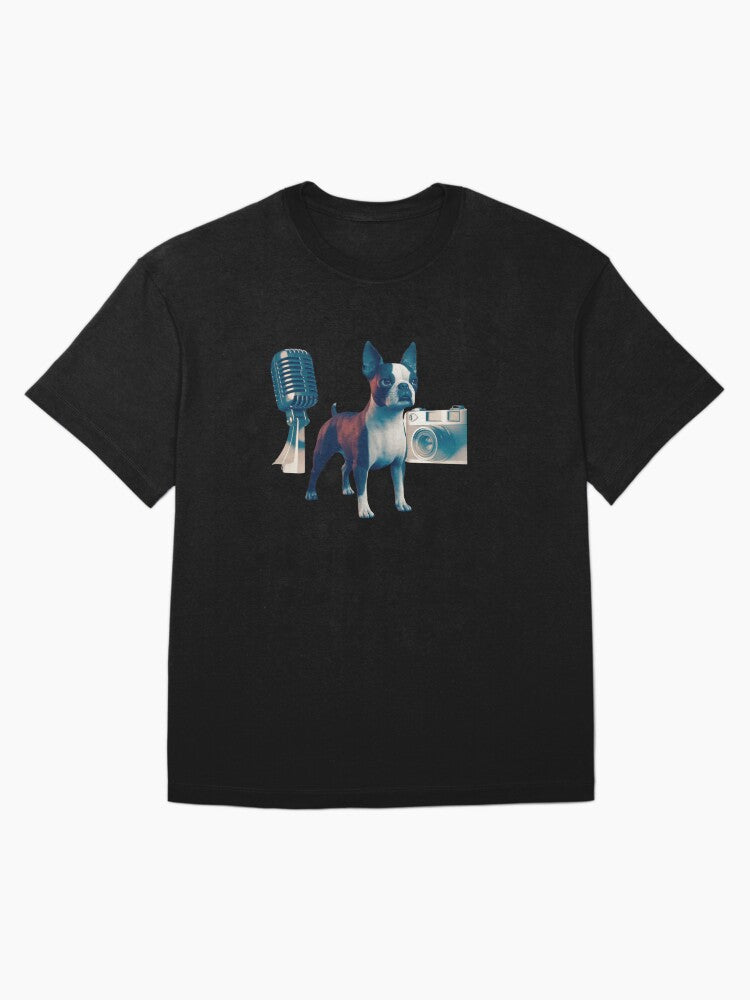 a 3d render of a boston terrier with a vintage Oversized T-Shirt