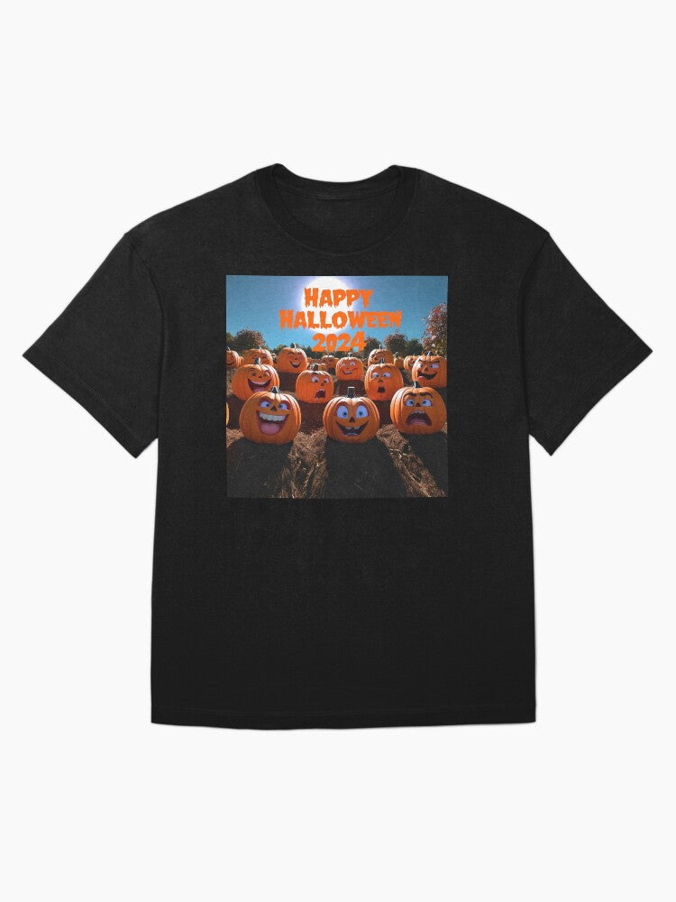 "Pumpkin Field: Halloween 2024 with Funny Faces" Oversized T-Shirt