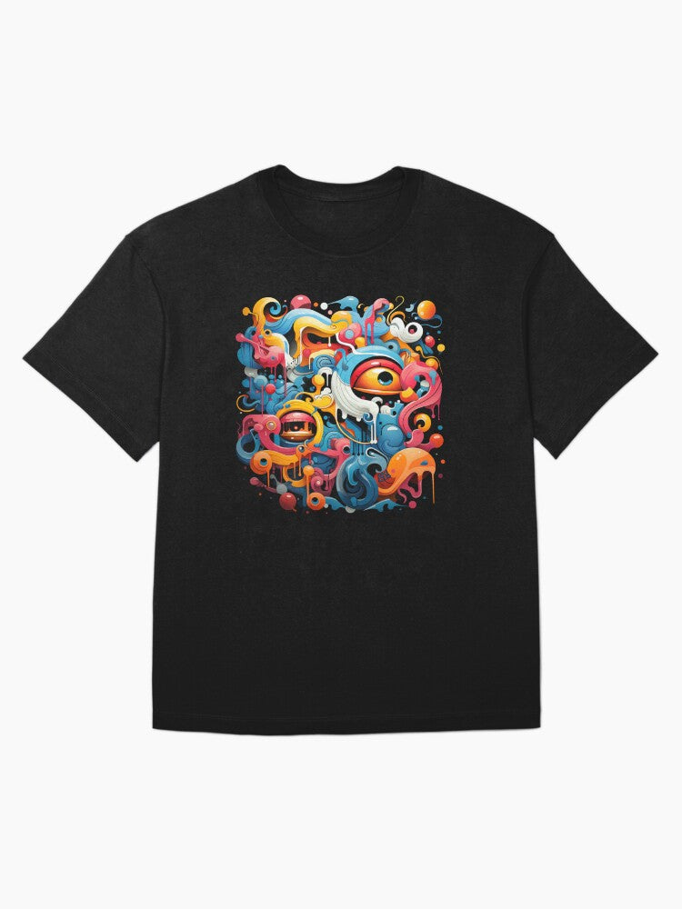 138 Abstract Hippie Hip Hop Graffiti Design Graphic Oversized T-Shirt