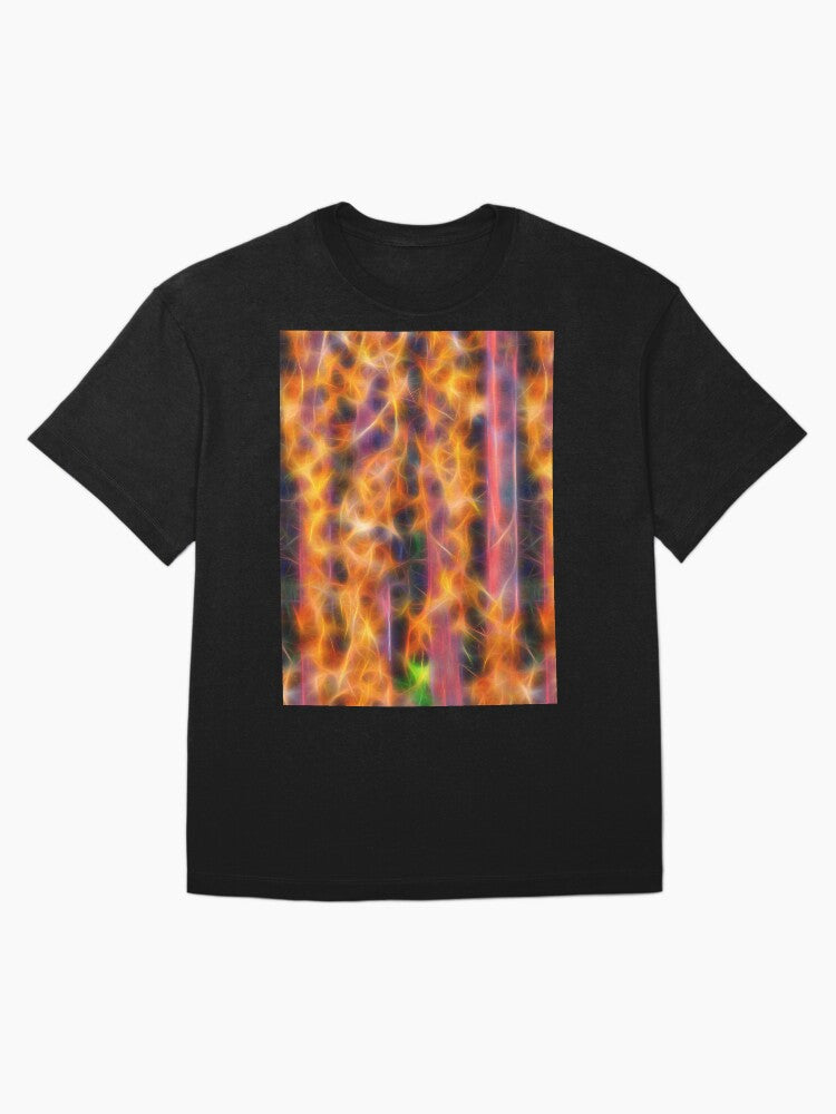 A fiery pattern representing burning leaves in vivid colors Oversized T-Shirt