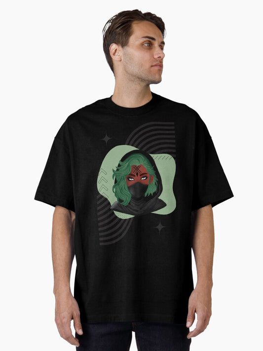 A green-haired tech warrior Oversized T-Shirt
