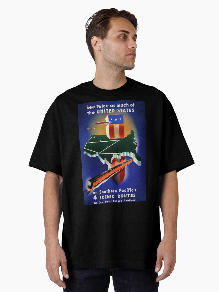 4 Scenic Routres vintage travel poster Oversized T-Shirt