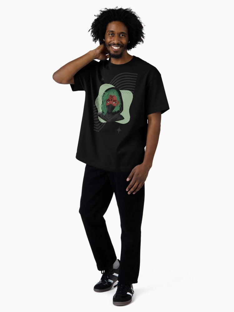 A green-haired tech warrior Oversized T-Shirt