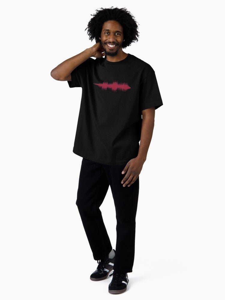 "Wish You Were Here" by Pink Floyd Sound Wave Pattern Red Oversized T-Shirt