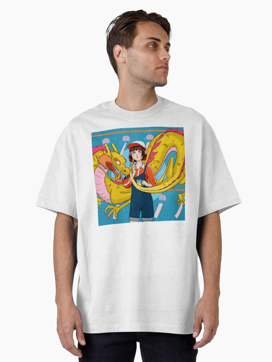 A Girl and Her Lemonade Dragon Oversized T-Shirt