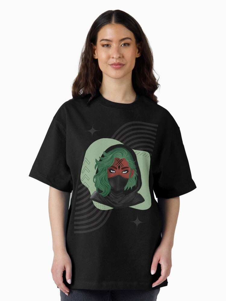 A green-haired tech warrior Oversized T-Shirt