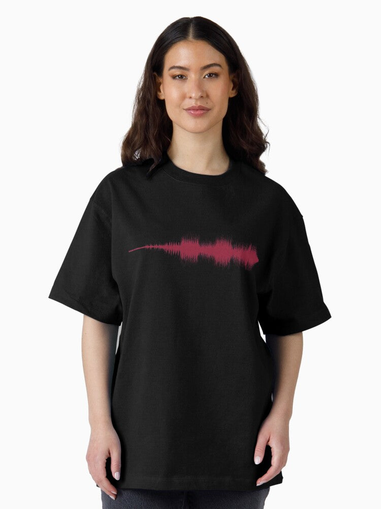 "Wish You Were Here" by Pink Floyd Sound Wave Pattern Red Oversized T-Shirt