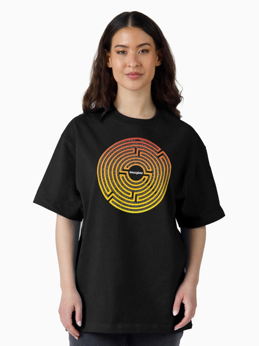 "IMAGINE" Labyrinth with imagine lyrics Oversized T-Shirt