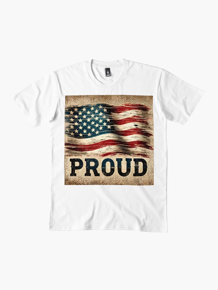 A rustic American flag with a vintage, weathered look. Premium T-Shirt