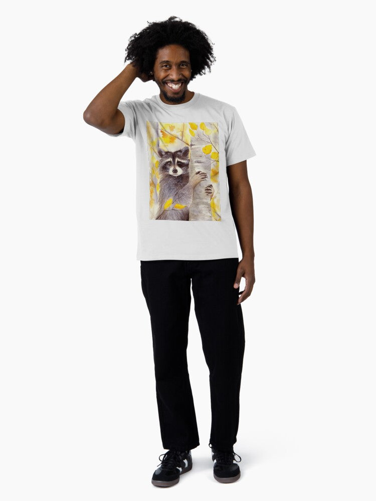 A cute racoon on a birch tree Premium T-Shirt