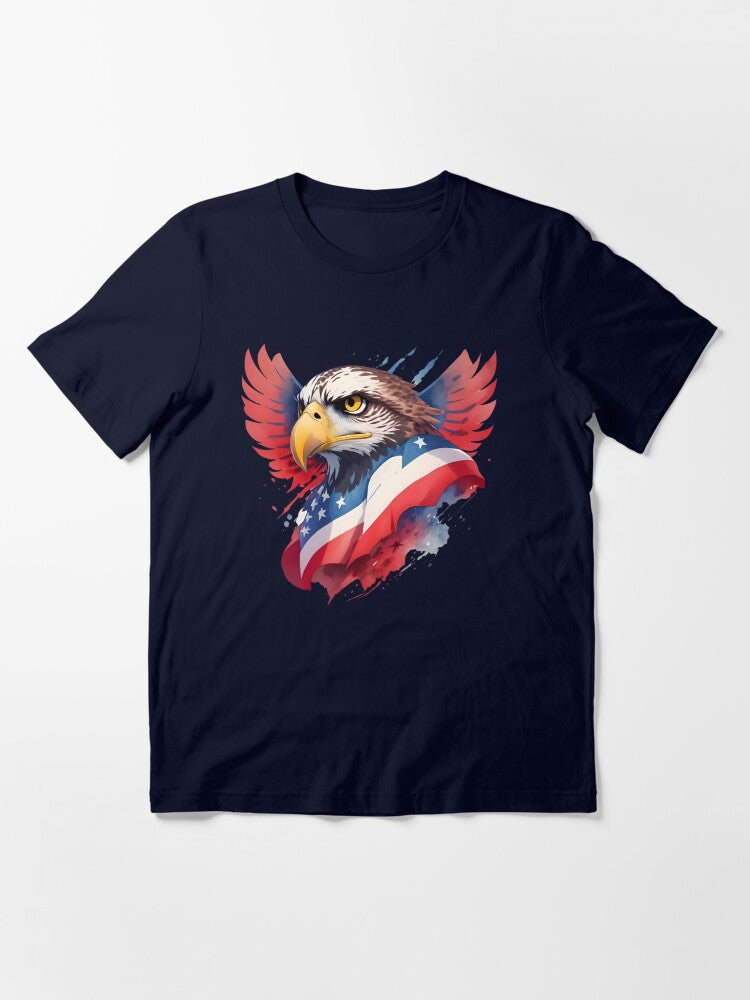 A hawk with the hand drawn american flag Essential T-Shirt