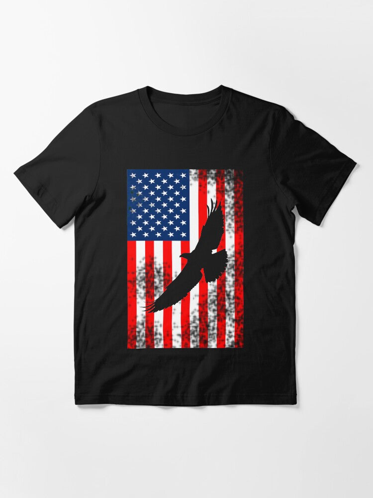 4th July With American Flag And Flying Eagle Essential T-Shirt