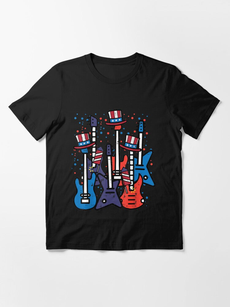 4Th July Rocker Guitars US Flag Patriotic Rock Boys Kids Men Essential T-Shirt