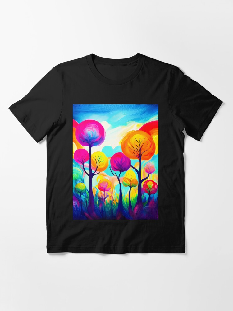 A vibrant, abstract forest scene Design. Essential T-Shirt