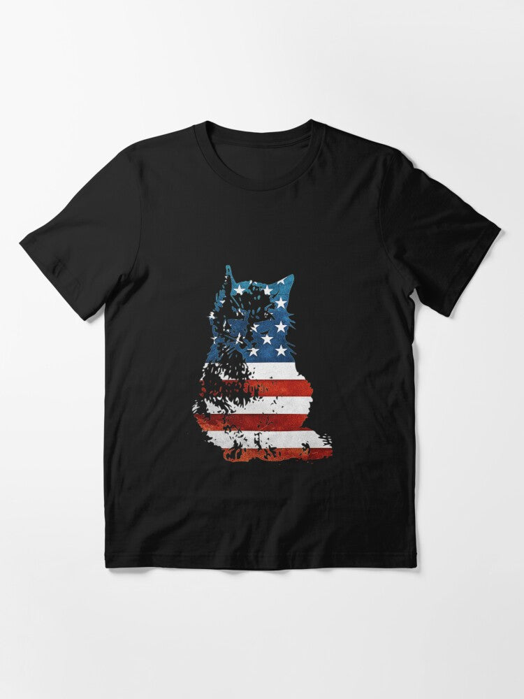 4th of july cat american flag usa Essential T-Shirt