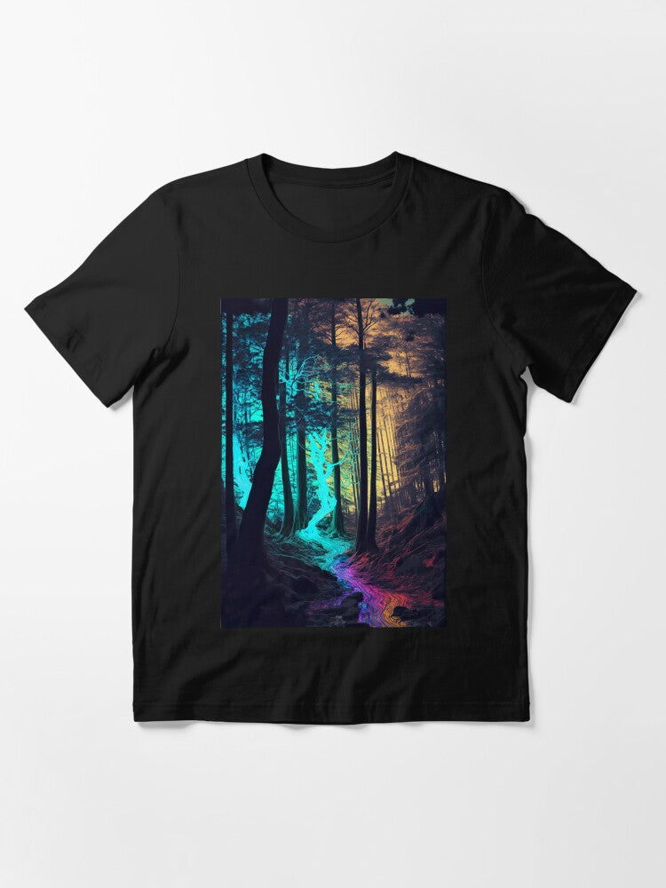 Abstract art of colorful psychedelic forest with vibrant fluorescent colors Essential T-Shirt