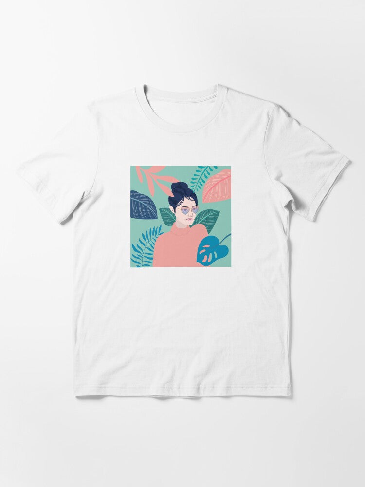 A Pretty Girl with Colorful Leaves Essential T-Shirt