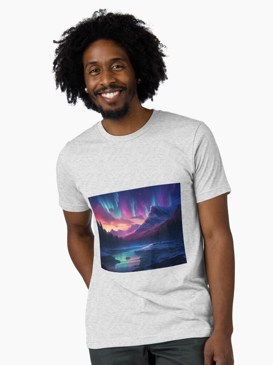 A landscape with mountains and a river Tri-blend T-Shirt