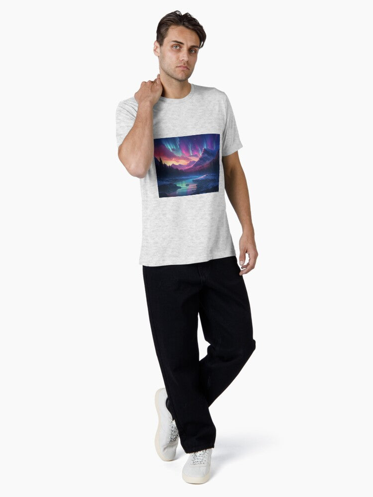 A landscape with mountains and a river Tri-blend T-Shirt