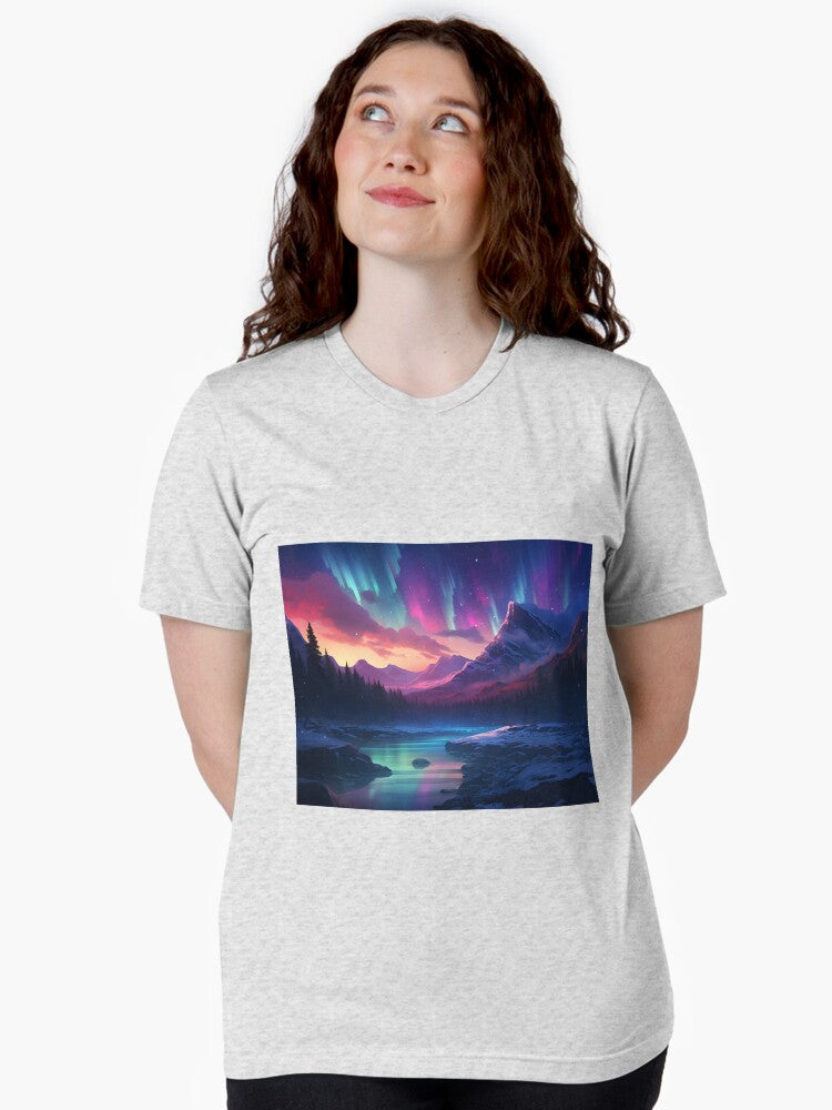 A landscape with mountains and a river Tri-blend T-Shirt